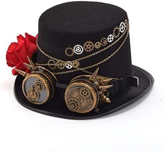 BLESSUME Chapeau Steampunk avec Lunettes Googles (Couleur D, M)