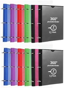 Tashkummy 360° Pivotable 3 Ring Binder, Upgraded Foldable Binders 1 inch 12 Pack, Thin Small Three Ring Binder Fits 8.5" x 11", for Home, School and Office- Black, Purple, Pink, Blue, Green, Red
