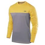 TCA Element Mens Workout Gym Clothing Long Sleeve Running Top for Men - Grey/Yellow, XXL