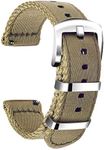 Ullchro Nylon Watch Strap Replacement Canvas Watch Band Military Army Men Women - 18mm, 20mm, 22mm, 24mm Watch Bracelet with Stainless Steel Silver Buckle (24mm, Beige)