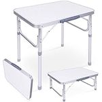 Hibtn 2ft Folding Camping Table, Portable Foldable Picnic Tables for Outdoor Indoor Garden, BBQ Desk Aluminium Carry