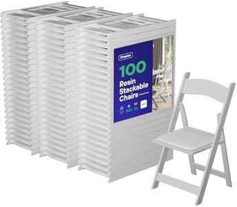 SIMPLEX 100 White Resin Stackable Chairs - Comfortable White Foldable Chair - Folding Chairs with Padded Seats - Indoor/Outdoor Folding Chairs for Events - Lightweight Foldable Chairs. (Set of 100)