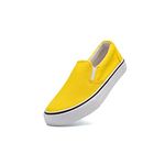 Emma Shoes Slip On Perforated Sneakers for Stylish Women, Casual Fashion Comfortable Flat Loafers for Walking, Thick Sole, Round Toe Comfy Soda Sneaker, Yellow, 7 UK