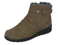 Women's Faux Suede Fur Lined Boots Ladies Snug Warm Fashion Ankle Boots Size 3-8 (7 UK, Brown)