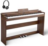 STRICH 88 Keys Digital Piano, Hammer-Action Fully Weighted Keyboard, Cover Designed Electric Piano Keyboard with Furniture Stand, Headphones, Three Pedal, Color Walnut Wood, SDP-350W
