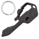 Kiislee Multi-Tool Key Shaped Pocket Tools - 24 in 1 Stainless Steel Keychain Multitool (Black)