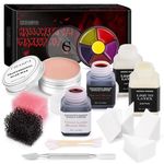 CHASPA Halloween Liquid Latex Special Effects SFX makeup kit for Fake Scar Wound Makeup - Scar Wax + 2 Btl Liquid Latex + 2 Btl Fake Blood + Spatula Tool + 2Pcs Stipple Sponge for Halloween Cosplay