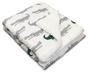 Lush Decor 16T000550 Alligator Sherpa Throw, 60" x 50", Gray/Green