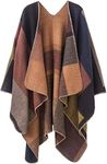 Lacavocor Women's Warm Shawl Wrap Cape Winter Cardigan Sweaters Open Front Poncho, A1-khaki, One Size