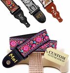 Personalized Guitar Strap Pink Woven Classic, including - 2 Picks + Strap Locks + Strap Button. Add Your Text and We Make It Especially For You Your Own Custom Guitar Strap, No Shipping Cost!