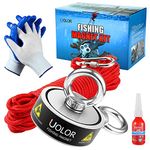 Uolor Double Sided Complete Fishing Magnet Kit for Magnet Fishing 400KG Strong Pull Force - Includes 20M Rope with Carabiner, Gloves, Threadlocker for Retrieving Items in River, Lake, Beach, Lawn