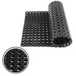 Rewon Gear Rubber Hollow Mat Outdoor Entrance Thick Children Playground Garden Safety Floor Matting Anti Fatigue None Slip Drainage Black Door Mat Light Weight Washable Large Ramp Mat