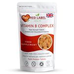 Red Label Health Vitamin B Complex High Strength, Pack of 360 Tablets (1 Year Supply), All 8 Essential B Vitamins in 1 Tablet for Men & Women, B1, B2, B3, B5, B6, B12, Biotin & Folic Acid, UK