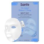 Sanfe Next Day Glass Skin Mask | For deep hydration, firming, pore minimizing, detan & radiance | Turns Transparent, contains hydrolyzed collagen, vitamin C & niacinamide | For all skin type - 1 mask