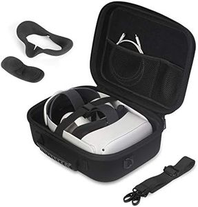 JSVER Carrying Case for Meta Quest 2 VR Headset, Controllers, Battery and Elite Strap, Hard Travel Case for Meta/Oculus Quest 2, Includes Shoulder Strap, Silicone VR Face Mask, Lens Dustproof Cover