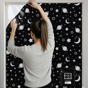Yelmzir Portable Blackout Blind with Suction Cups, Stick On Black Out Blinds for Windows, Adjustable No Drill Blackout Window Cover for Bedroom, Travel 130 x 198cm