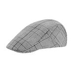 CHIC DIARY Flat Cap for Men Vintage Plaid Beret Ivy Gatsby Newsboy Cotton Irish Hunting Driving Hat with Adjustable Buckle(Grey)