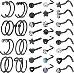 ONESING 40 Pcs 20G Black Nose Rings