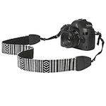 MoKo Camera Strap, Premuim Cotton Canvas Braided Adjustable Universal Sling Shoulder Neck Belt for All DSLR Digital Camera Canon, Fuji, Nikon, Olympus, Panasonic, Pentax, Sony, Black & White