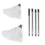 Requisite Needs long cotton floor mop – Looped string mop with detachable head and handle – lightweight and easy to use – Includes 2 Cotton strings mop heads (2 cotton mops with handle)