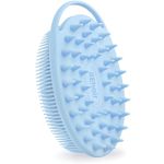 REhair Ultra Soft 2-in-1 Body & Shampoo Brush, Exfoliating Silicone Bath Scrubber, Premium Silicone Loofah, Scalp Massager (Blue, with Handle)