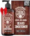 Viking Revolution Sandalwood Beard Conditioner for Men with Argan Oil and Jojoba Oil - Beard Softener and Strengthener Natural Beard Conditioner - Beard Care Moisturizer with Aloe Vera (33.8 Fl oz)