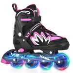 TOMSHOO Roller Skates for Children Junior, 4 Sizes Inline Skates, Built In Adjuster, Luminous Wheels High-Top Shoes For Kids Gifts Indoor Outdoor