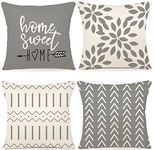 YCOLL Pillow Covers Set of 4, Modern Sofa Throw Pillow Cover, Decorative Outdoor Linen Fabric Pillow Case for Couch Bed Car (Grey, 18x18 inch/45x45cm,Set of 4)