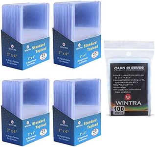 WINTRA 3" x 4" 100 Count 35pt Topload Hard Card Holder and 100 Count Penny Soft Card Sleeves Protectors Bundle for Trading and Sports Cards (100 topload + 100 Sleeves)