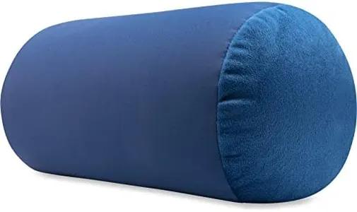 Microbead Bolster Neck Roll Pillow, Gently On Body, Head, Neck & Shoulders No Pain Rest, Relax Sleep - Silky Feel Prevent Wrinkles & Hair Breakage - Lightweight Cylinder Tube, 14" x 8", Peacock Blue