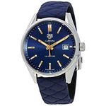 TAG Heuer Men's Carrera WAR1112.FC6391 Stainless Steel Case with Blue Leather Strap and Blue Dial Swiss-Quartz Watch, Modern