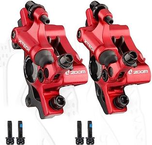 Zoom Hydraulic Disc Brake Calipers: HB-100 MTB Bike Brake Caliper Front + Rear Set for Mountain, Road Bicycle and E-Bike (Red)