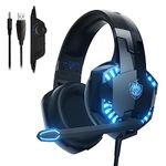 PHOINIKAS Gaming Headset for PC, PS4, PS5, Xbox, 7.1 Stereo Gaming Headphone for Switch, Over Ear Headphones with Noise Cancelling Mic (Blue)