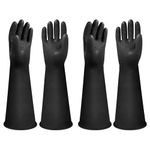 2 Pairs 12" Heavy Duty Rubber Gloves, Chemical Reusable Resistant Gloves PPE Industrial Safety Work Long Gloves Waterproof, Resist Strong Acid, Alkali and Oil, Non-Slip Black Rubber Gloves