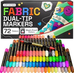 ARTISTRO 72 Dual-Tip Fabric Markers - Fabric Decorating Kit - Permanent for Clothes - Acrylic Paint Pens for Sneakers, Bags, Shoes, Textile, Canvas, Sewing, Craft, DIY - Brush and Fine Tip