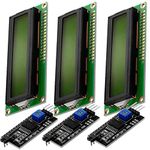 AZDelivery Compatible HD44780 1602 16x2 Serial LCD Black Character Green Backlight Display Board IIC PCF8574T I2C Adapter Converter Bundle Compatible with Arduino Including E-Book! (Pack of 3)