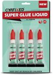 CYAFIXED Super Glue Liquid, All-Purpose Superglue, Cyanoacrylate Instant Adhesive for Plastic, Wood, Metal, Repair - Four 3 Gram Tubes, Clear