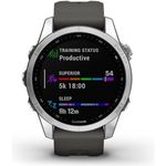 Garmin fēnix 7S, Smaller Multisport GPS Smartwatch, Advanced Health and Training Features, Touchscreen and Buttons, Ultratough Design Features, Up to 11 days battery life, Graphite