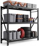 SereneLife Heavy Duty 3-Tier Metal Garage Shelving | 24" x 77" x 72" Extra Wide Adjustable Storage Utility | Freestanding Bulk Storage Rack | Open Wire Mesh Design | 2000 lbs. Capacity