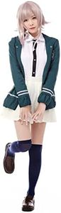Ya-cos Cosplay Female High School Chiaki Nanami Cosplay Outfit Uniform Dress Green (Female:X-Large, Green)