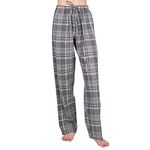 JTPW Women's 100% Cotton Super Soft Flannel Pajama/Lounge Bottoms with Pockets, Grey Melange Pink Plaid, Size: S