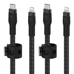 Belkin BoostCharge Pro Flex Braided USB Type C to Lightning Cable 2Pack (2M/6.6ft), MFi Certified 20W Fast Charging PD Power Delivery for iPhone 13, 12, 11, Pro, Max, Mini, SE, iPad and More - Black