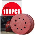 Faoyoon Sanding Disc 5 Inch 8 Hole, 100 Pcs Orbital Sanding Discs Hook and Loop, Sandpaper for Wood, 40 60 80 120 220 Grit Sand Paper for Random Orbital Sander