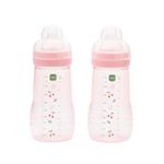 MAM Easy Active Bottles | 2 Pack (2 x 270ml) | Medium Flow MAM Teats Size 2 | Baby Accessories | Ballet Slipper (Various Designs)