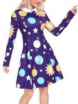 Absttith Book Character Costumes for Adults Earthday Dress for Teachers Long Sleeve Purple Planet X-Large