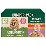 Harringtons Grain Free Hypoallergenic Wet Dog Food Meaty Pack 16x400g - Chicken, Lamb, Beef & Turkey - All Natural Ingredients (Packing may vary)