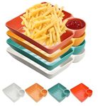 Yomith Chip and Dip Serving Platter Dish Set, Divided Trays Snack Bowl Dishes, Wine Dine Appetizer Plates, Dumpling Plate with Sauce Holder for Kids, Family and Parties