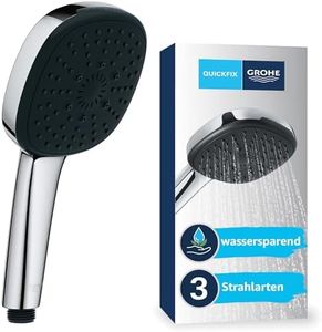GROHE Vitalio 110 - Handbrause wassersparend ~8l/min (3 Strahlarten, Standardanschluss, Silikonring schützt bei Stürzen), eckig, chrom, 26092001