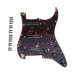 Musiclily 11-Hole SSS Prewired Loaded Pickguard with Dual Hot Rail High Output Pickups Set for Fender Squier Strat Electric Guitar,4Ply Tortoise Shell