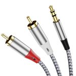 Liaoan 3.5mm to 2RCA stereo adapter cables, 3.5mm to 2RCA audio cables, suitable for TV, computer, mobile phone, MP3 player, speaker, car radio, tablet, amplifier, speaker, etc.